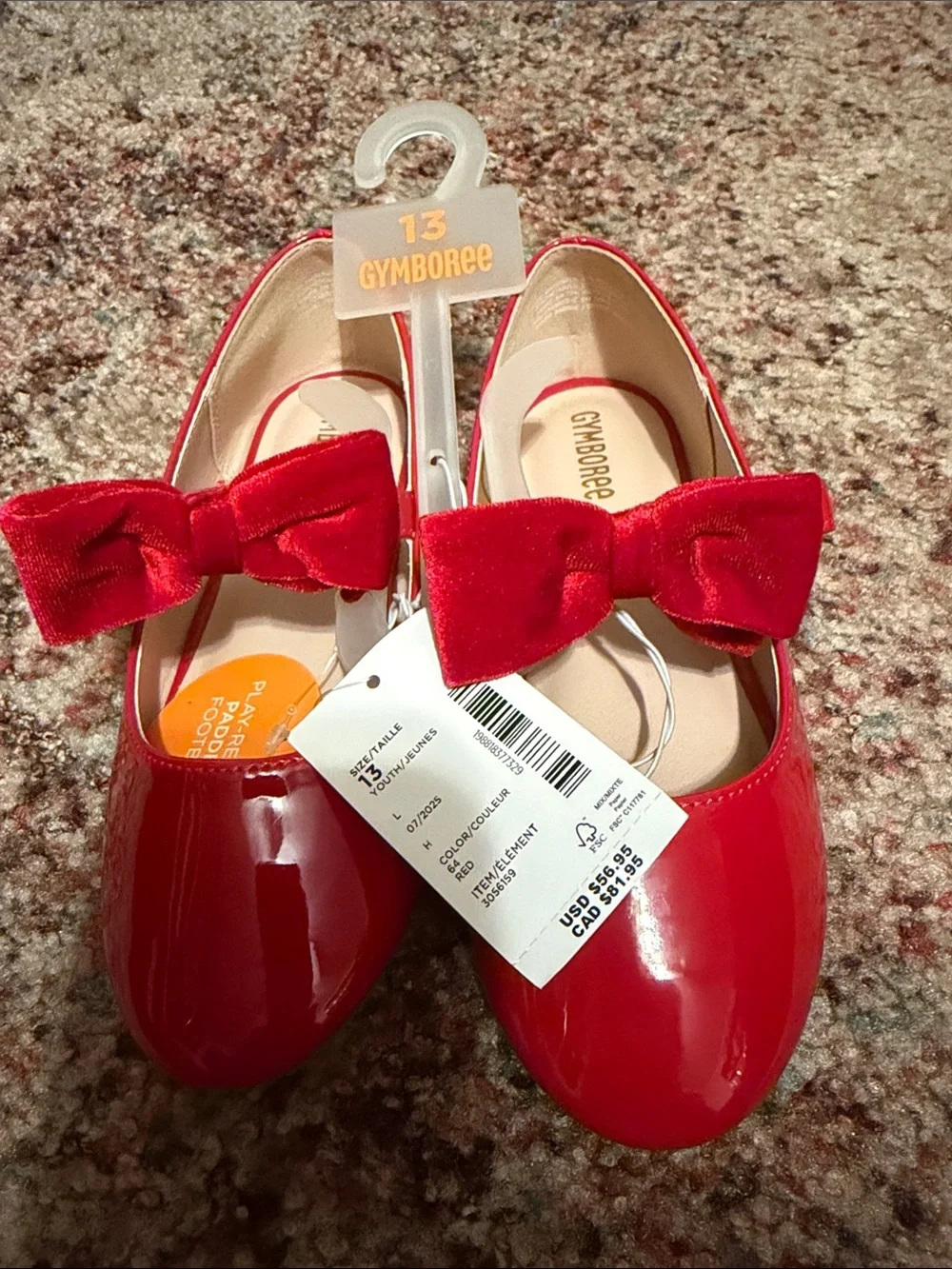 Girls Size 13 Red Bow Flats